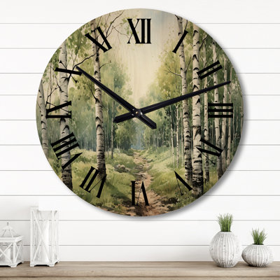 Horloge murale Birch Woods Silent Woods I - Tree Birch