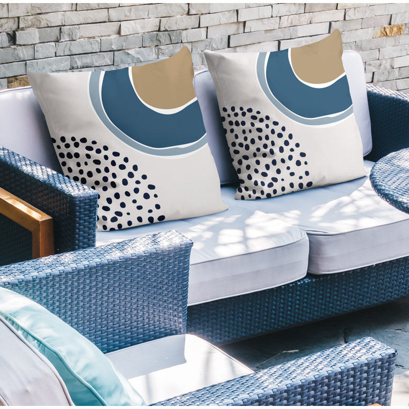 Jeté carré en polyester / mélange de polyester intérieur / extérieur, Bleu, L 17 po x H 17 po
