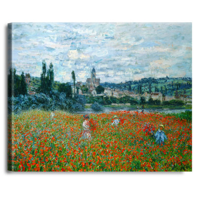 Poppy Field near Vetheuil 1879 by Claude Monet The World Classic Art Reproductions, Giclee Canvas Prints Wall Art for Home Decor