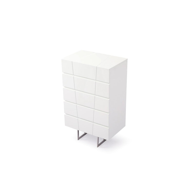 Commode 5 tiroirs Clintock Modern, Blanc