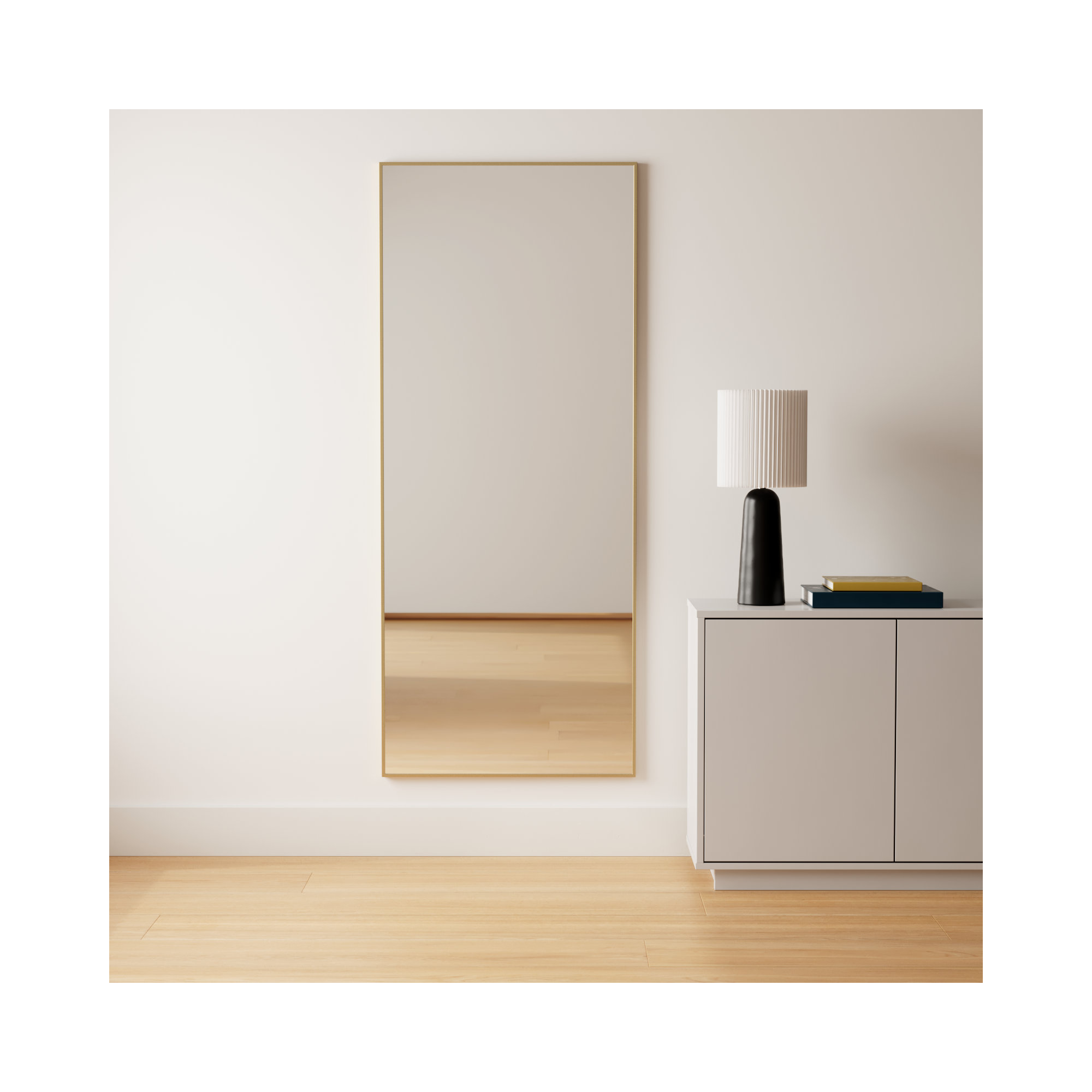 Sabine Metal Rectangle Wall Mirror, 72" x 30", Brass