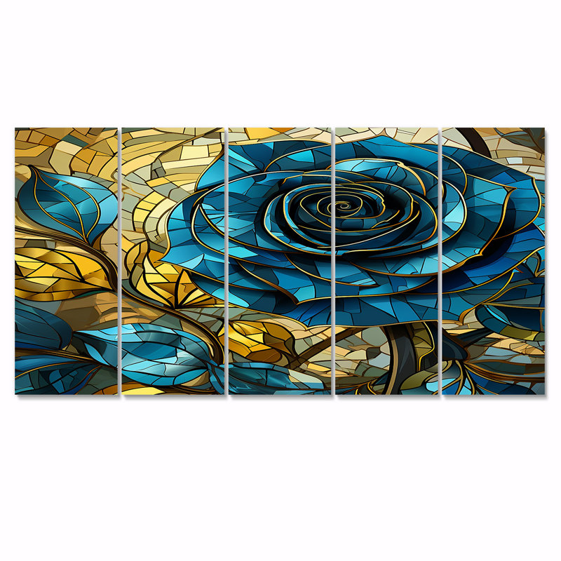 Art mural rose Art Nouveau - rose, 5 pièces, H 28 po x l 60 po