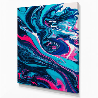 Abstrait art fluide sur toile bleue 44