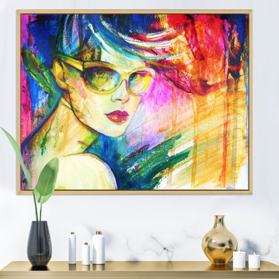 Portrait de femme colorée Fashionista VI - décoration murale sur toile glam