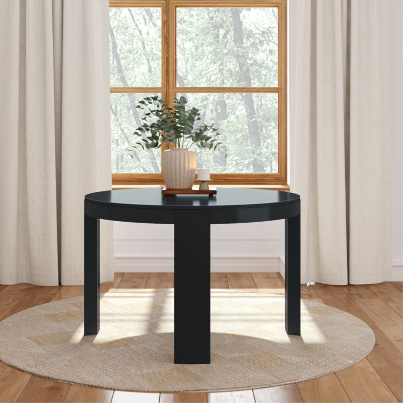 Table de salle à manger ronde Valletta Contour (47 po x 47 po / 1194 mm x 1194 mm), Noir, noir, noir, noir