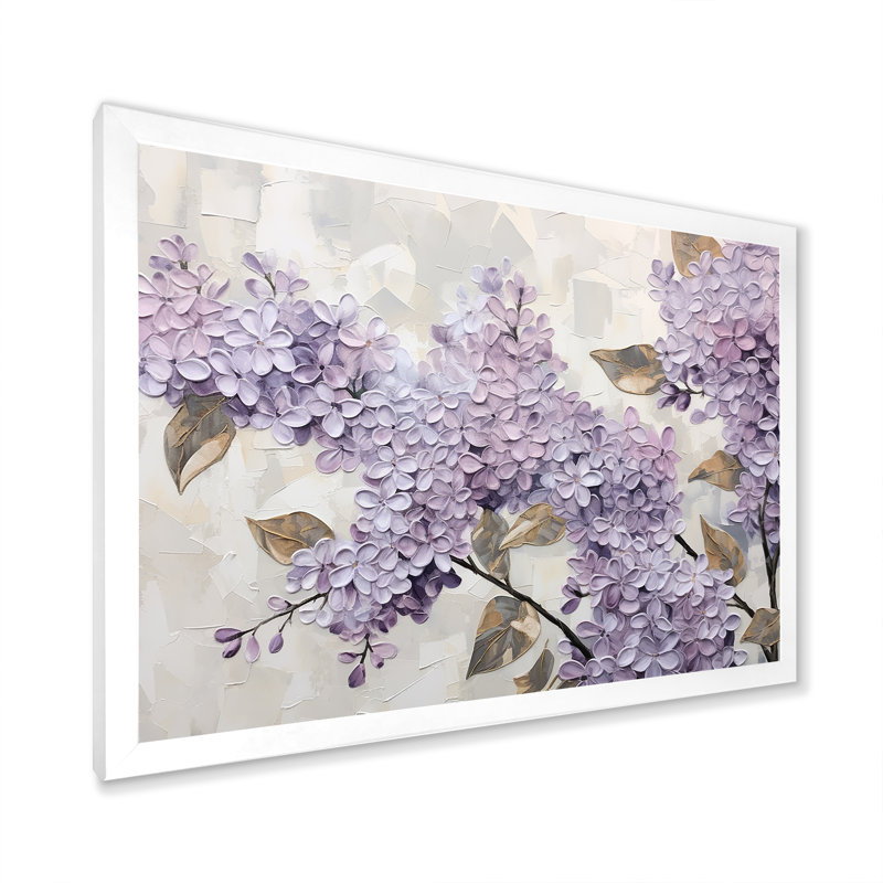 «Beautiful Lilac Dreamscape I», art mural lilas, H 34 po x l 44 po x P 1,5 po, Cadre simple blanc