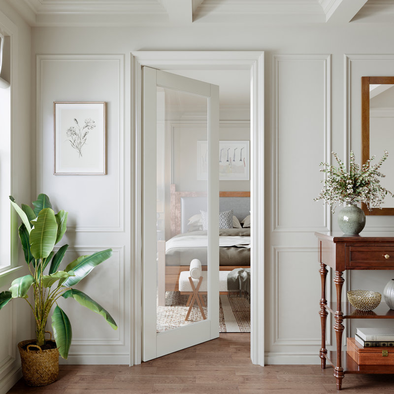 Porte standard 1-Lite en verre transparent avec porte en dalle de verre et verre, 30 po x 80 po, 1