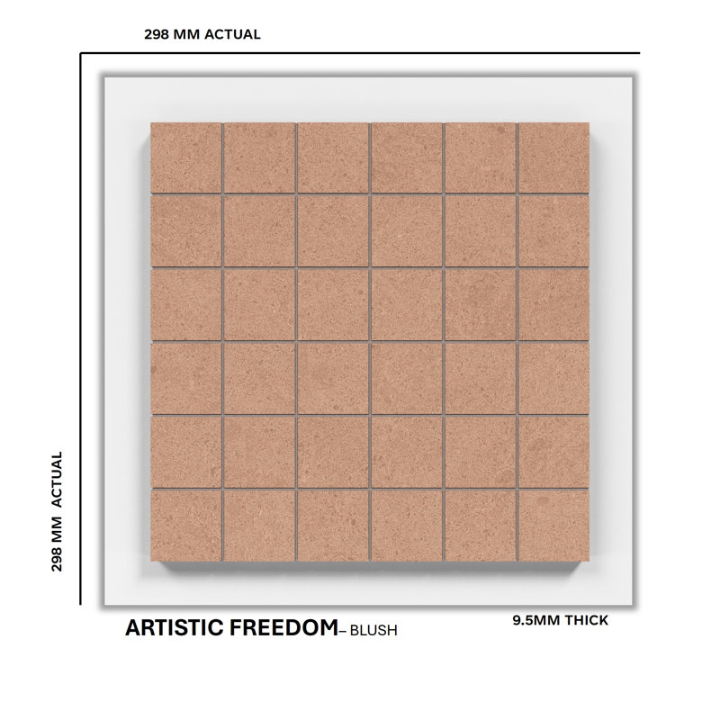 Artistic Freedom 2"X2" Porcelain Stone Look Tile Grid Mosaic Sheet, Blush
