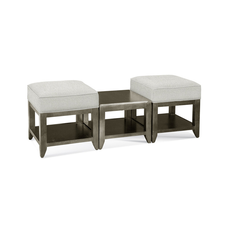 Elements Upholstered Cube Ottoman, Light Blue Performance Fabric; 0851-55, Stone Hearth