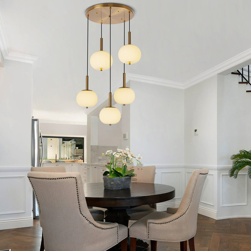 5-light Bubble Chandelier Brushed Brass Chandelier
