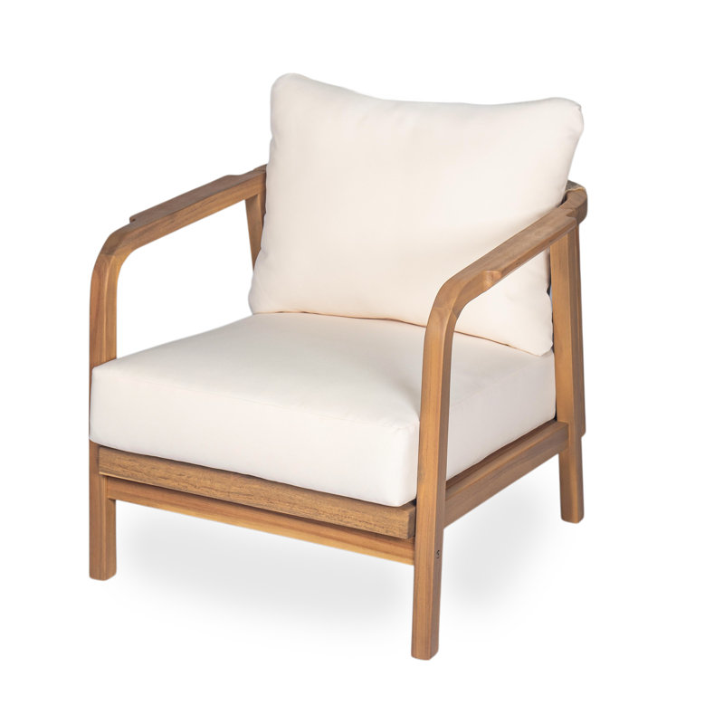 Outdoor Chair With Cushions And Wood Frame, Teak