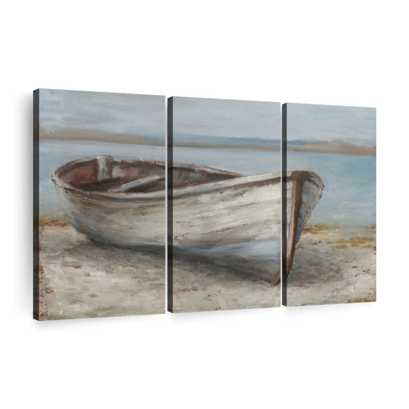 «Whitewashed Boat I», 3 pièces, H 32 po x l 50 po