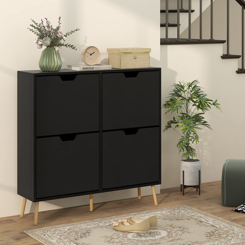 Armoire à chaussures avec 4 tiroirs rabattables et tablettes réglables