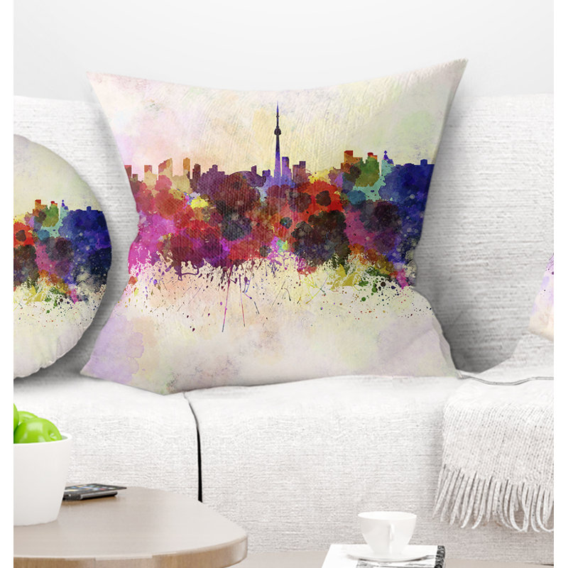 Coussin lombaire Cityscape Toronto, Carré, 16 po x 16 po