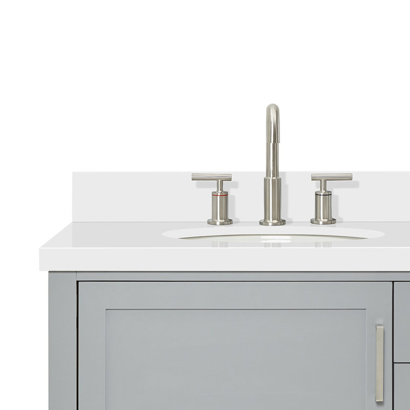 Bayhill 73'' W Double Vanity, Rectangle, White Quartz, Gray