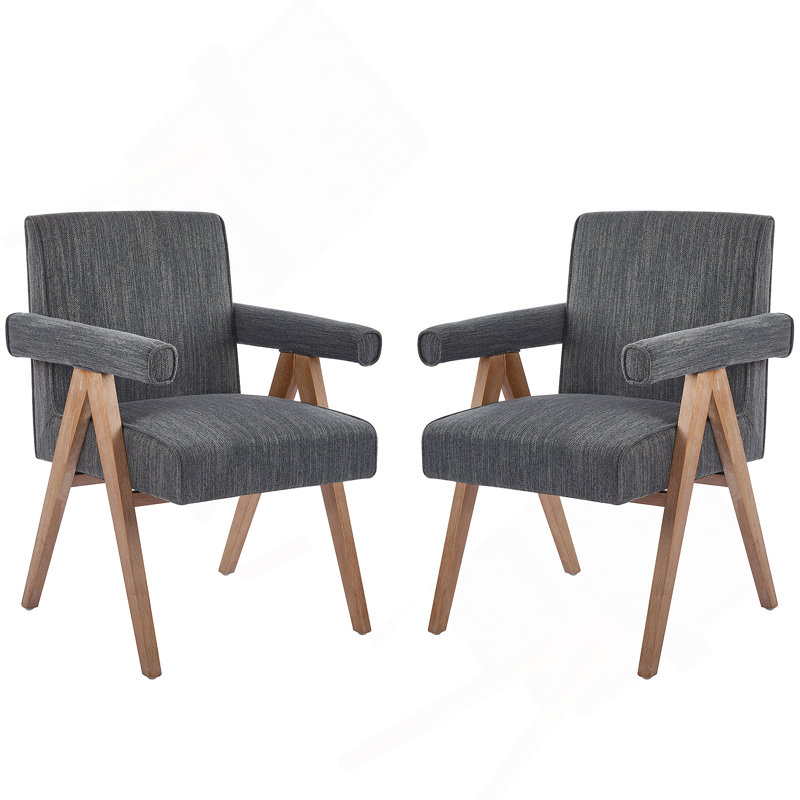 Fauteuil de salle à manger en tissu Poppy, Gris anthracite