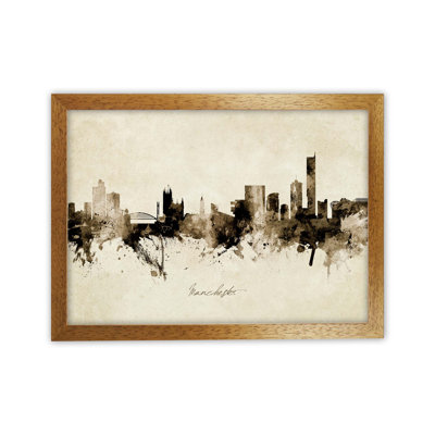 Manchester England Skyline Vintage by Michael Tompsett - Print