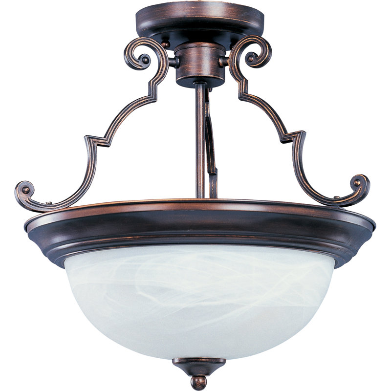 Luminaire suspendu unique à 2 lumières Carder, Marbre, Bronze huilé