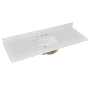 60'' Quartz Single Bathroom Vanity Top with Sink – For Vanity Replacement, No Cabinet