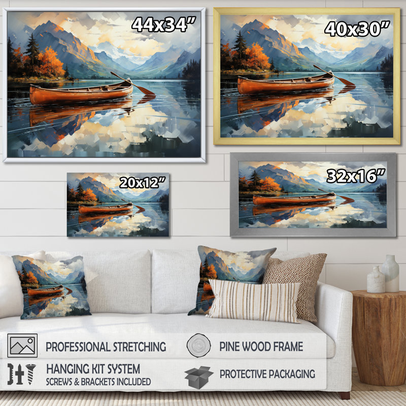 Canada Mountain Lake Reflections II - reproduction sur toile, Toile tendue, H 16 po x l 32 po x P 1 po