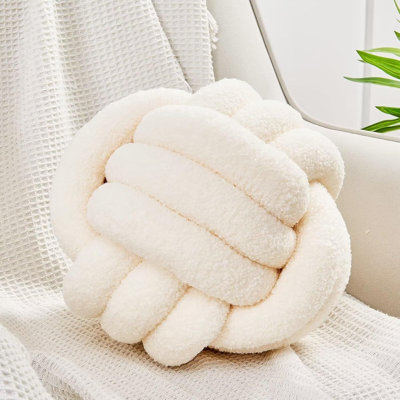 This Hand-Knotted Round Looped Plush Pillow Is Soft, A Lovely Decorative Cushion For Home Styling.