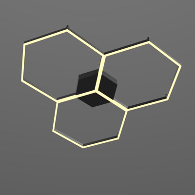 LED ceiling lamp Hexa flat modern angular