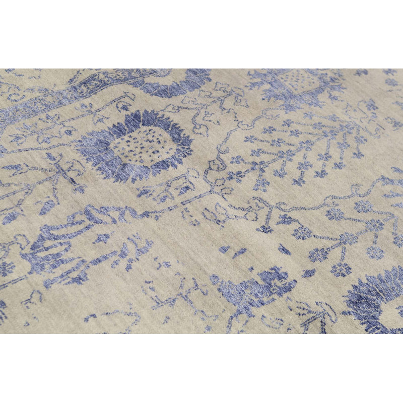 One-of-a-Kind Hand-Knotted High-Quality Gray/Blue Area Rug