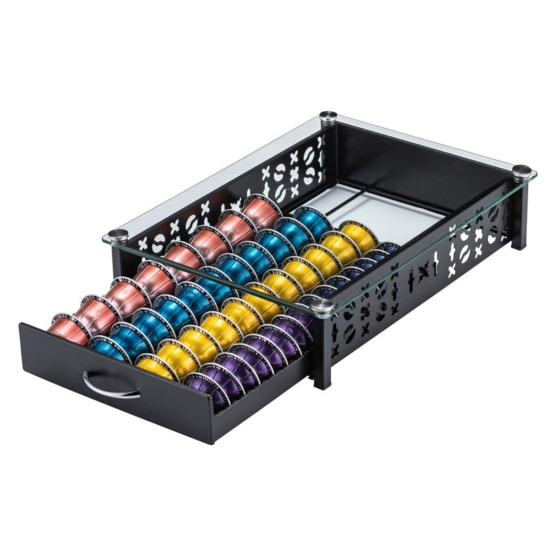 Rangement pour doseur de dosettes Nespresso et porte-dosette Vertuo (capacité de 40 dosettes)