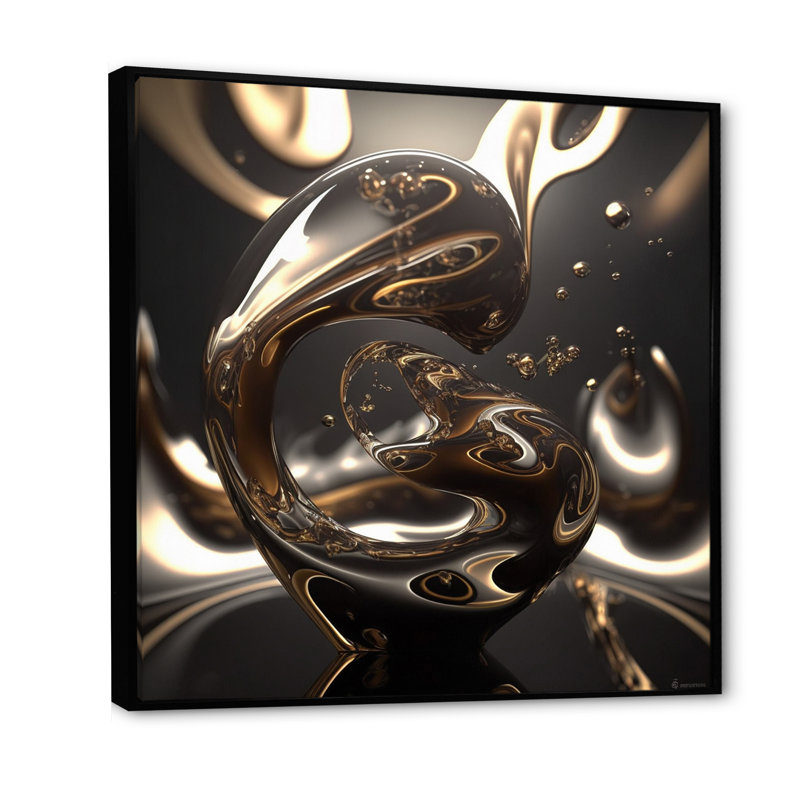 Dark Gold 3D Mystery - Print, Black Floater Framed, 24" H x 24" W x 1" D