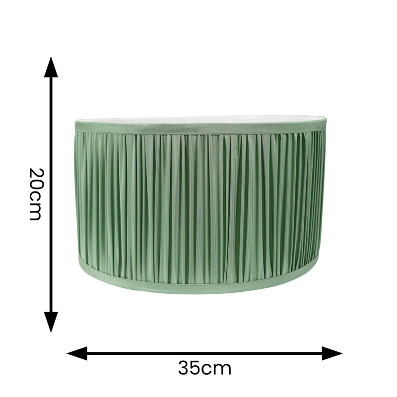 20cm H Silk Drum Lamp Shade ( Slip-On ), Green, 15cm H x 25cm W x 25cm D