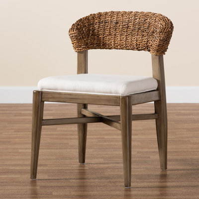 Babson Fabric Seagrass and Mahogany wood Side Chair in Brown