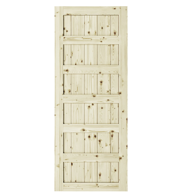 Traditional Unfinished Pine 37" x 84" 6-Panel Barn Door Slab