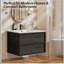 Meuble-lavabo mural en chêne noir de 76 cm avec lavabo en céramique-922713938