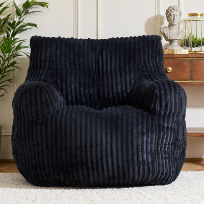 Pouf Avellune en velours côtelé avec rembourrage en mousse à mémoire de forme | Fauteuil moelleux et confortable avec dossier ergonomique, livré monté, supporte jusqu'à 113 kg (250 lb) et idéal pour le salon, la chambre et la chambre d'étudiant.
