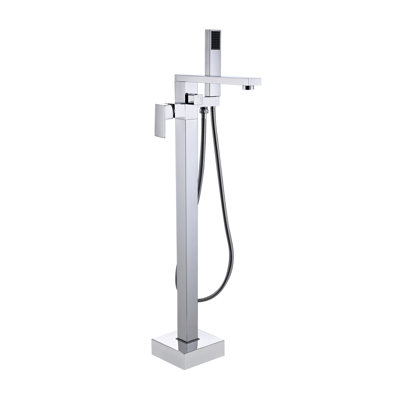 Topcraft Single Handle Floor Mounted Freestanding Tub Faucet with Handheld Shower, Chrome
