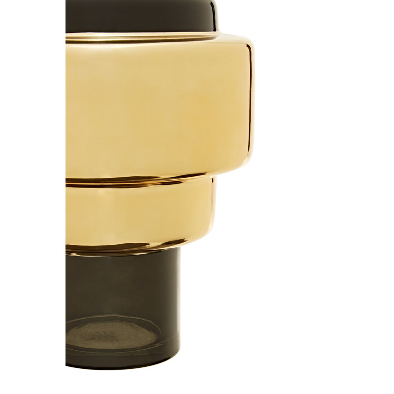Adrinne Glass Table Vase, Black/Gold