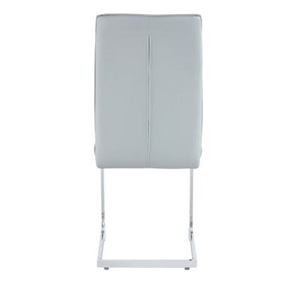 Luxury Simple Arch Chair - Set Of 8 Dark Gray PU Material High Resilience Dining Chair With Arched Metal Silver Leg.Crazy Horse Texture PU Dining Chairs.