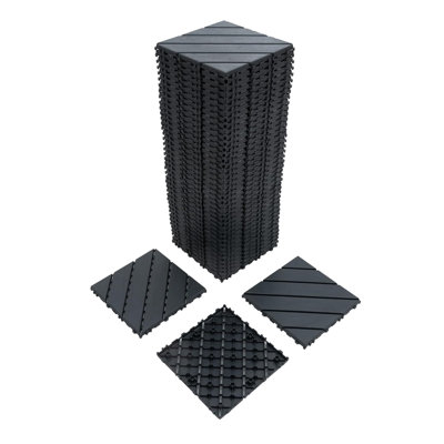 Interlocking Deck Tiles,  Patio Deck Tiles, 48 Pack Deck Tiles Interlocking Outdoor All Weather, 12"x12", 8 Slat, 48 Sq. Ft, Highly Durable, Stylish, Non-slip, Faster-drying, Brown
