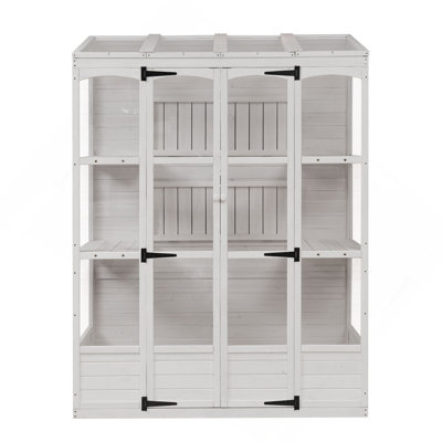 Cadre froid en bois 78 po avec 4 lanterneaux indépendants et 2 tablettes centrales pliantes, serre extérieure
