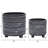 Charmayne Stoneware Ceramic Planter Set with Textured Design and Footed Base - Set of 2-1208997731