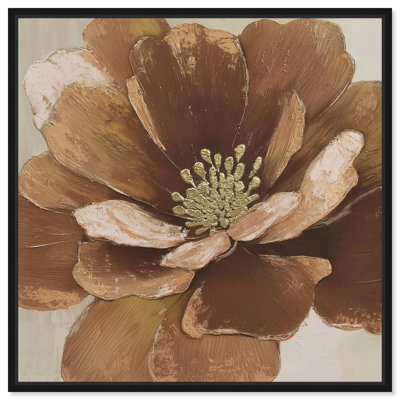 «Bronze Flower III», reproduction d'art sur toile par Art Remedy, cadre noir, 12 x 12