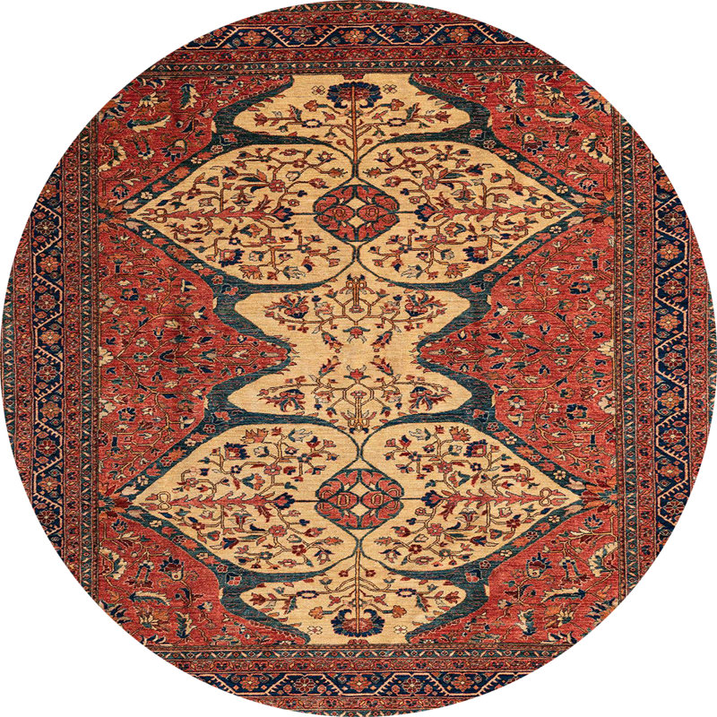Tapis abstrait à motif abstrait moderne, Rond 5 pi