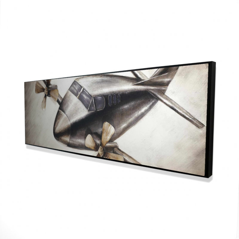 Avion en toile vol complet | Cadre industriel gris