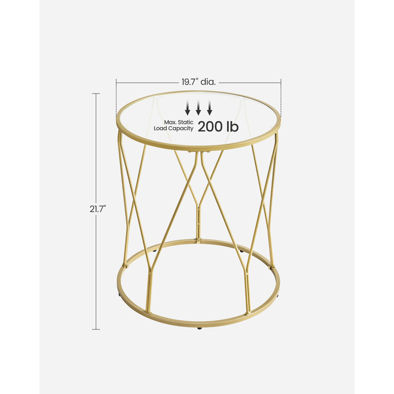 Doynton Greenish Gold Frame End Table with Glass Top