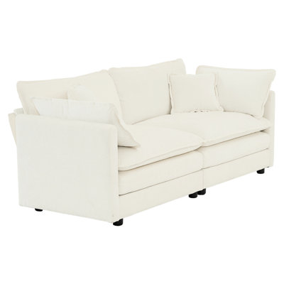 Salon en chenille blanche - 2 avec 4 coussins La structure en bois massif revêtu de tissu d'ameublement crée un tissu Haven