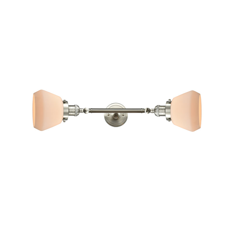 Éclairage pour meuble-lavabo 2 lumières rétro Lasseter, DEL, Nickel satiné brossé, Transparent