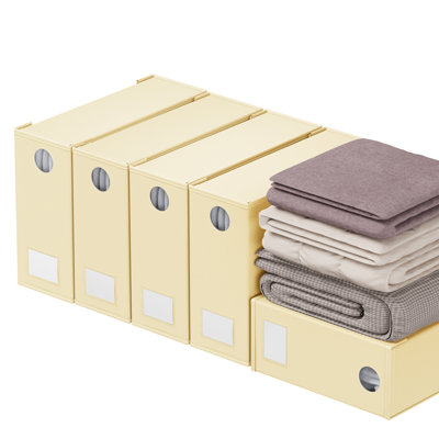 Ensemble de 5 organisateurs de draps et rangement, organisateur de placard en lin pliable avec fenêtre pour literie grand et très grand