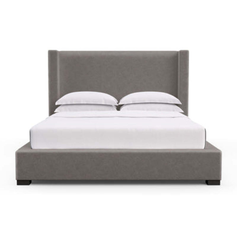 Roxborough Leather Wingback Bed, Twin, Distressed Leather Graphite, Weathered
