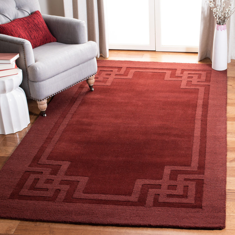 Tapis rouge / brun en laine touffeté à la main Deco, Rectangle 5 pi x 8 pi