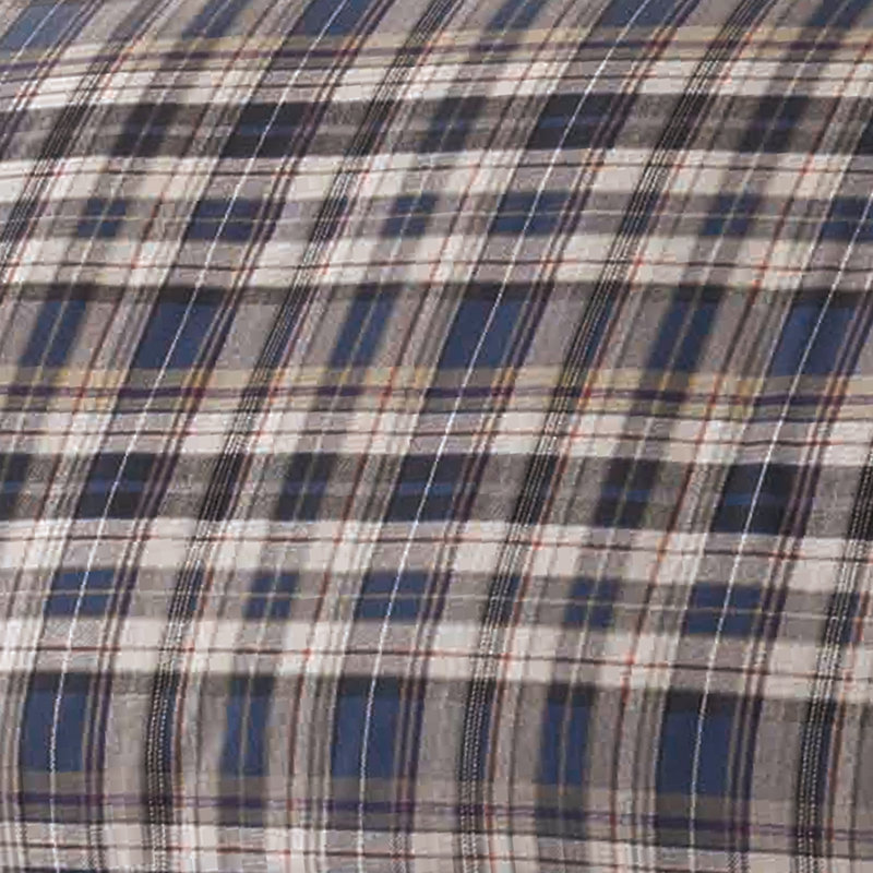 Full Navy Cotton Reversible Plaid Bedspread Cover Set